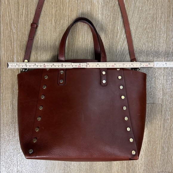 Sandro Paris Abby Cabas Studded Leather Brown Tote Crossbody Bag - Picture 11 of 16